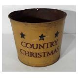 Country Christmas bucket, 9"