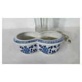 Home decor, dual ceramic planter and glass table