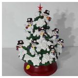 Snowman ceramic Christmas tree, works, 16"