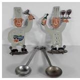 Two laser cut wall hooks and an aluminum salad