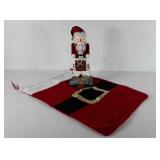 Holiday decor, Santa gift bag and Santa in a