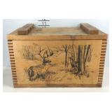 Wooden storage box deer scene 16in long 9in deep