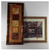 Two decor framed prints, vertical 16x40 and still