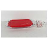 Pyrex dishes, 9" × 13" baking dish with lid and