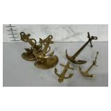 Brass anchor decor, 5 pieces