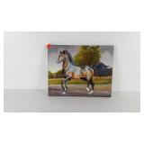 Horse oil painting on stretched canvas, signed,