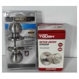 Door hardware, includes Defiant Saturn collection