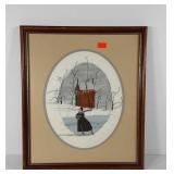 Needlework, cross stitch rendering of a P.