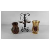 Decor group, vase, mosaic candle vase and handing
