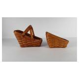 Two Longaberger vegetable style baskets, with