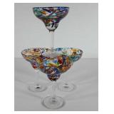 Colorful margarita glasses, four