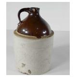 Brown over white gallon jug, some chipping as
