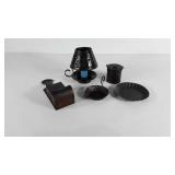 Tin and copper decor, punched match holder and