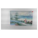 Painting on canvas, signed, slightly dirty and