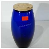 Cobalt blue jar with wooden lid, seller code 19,