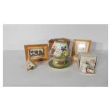 Home decor, includes two framed garden prints,