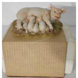 Homco pig figurine with box, 7"