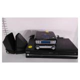 Toshiba VHS, Naxa CD player, two speakers,