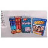 Friends VHS tapes and Seinfeld DVDs, some