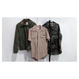 Navy uniforms, short sleeve tan with pants, camo