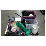 Skid lot: phone, vacuum, waste can, football