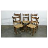 Five rush seat chairs, condition as shown
