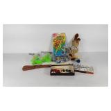 Toys, water guns, flying discs, Wheel of Fortune