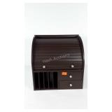 Wooden roll top desk organizer, 15x14x10