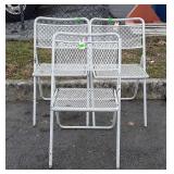 Three Folding Outdoor Chairs, wire mesh seating