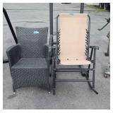 2 Outdoor Chairs, one all weather wicker, one