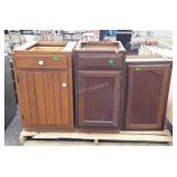 3 Kitchen Cabinets, one wall, 2 base styles, used