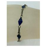 Sterling silver and lapis bracelet 7in