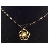 Gold filled and pearl necklace 15in