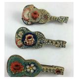 3 mosaic guitar form pins