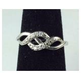 White moissanite infinity ring platinum bond size