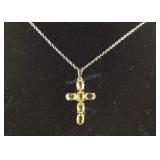 Brazilian citrine solitaire cross necklace 20in