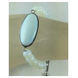 Opalite 30x14mm bolo bracelet stainless steel