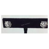 Sterling silver lion head stud earrings