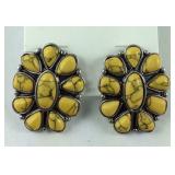 Mustard camwood concho earrings