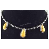 Yellow triple teardrop petite pearl chocker