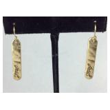 Goldtone "Faith" bar earrings