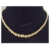 14k yellow gold beaded necklace 16in tested,