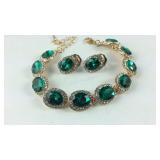 Simulated emerald and Austrian crystal earrings