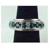 Size 7 Swarovski emerald crystal platinum bond