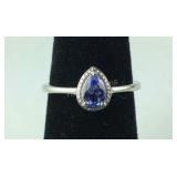 Size 6 Sterling.40ct tanzanite pear cut solitaire