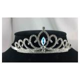 White Austrian crystal and glass silvertone tiara