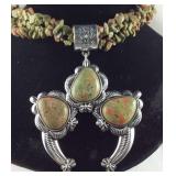 Unikite pendant with beaded multi strand 18in