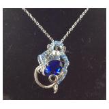 Multi Austrian crystal and blue glass silvertone