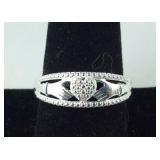 Size 11 Sterling silver diamond accent band ring