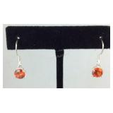 Sterling silver simulated orange diamond dangle